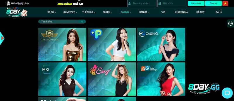 Dòng game Casino với nhiều sảnh cược chất