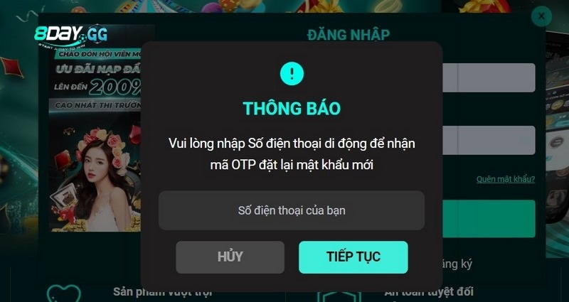 Tìm lại mật khẩu đã mất bằng mã OTP